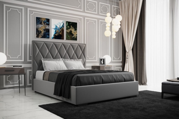 Łóżko tapicerowane LEO wzór karo