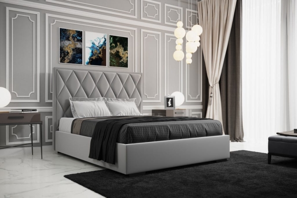 Łóżko tapicerowane LEO wzór karo