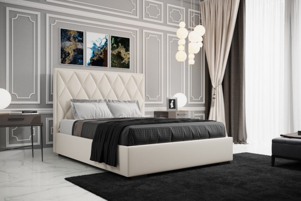 Łóżko tapicerowane LEO wzór karo