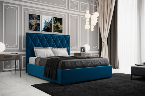 Łóżko tapicerowane LEO wzór karo