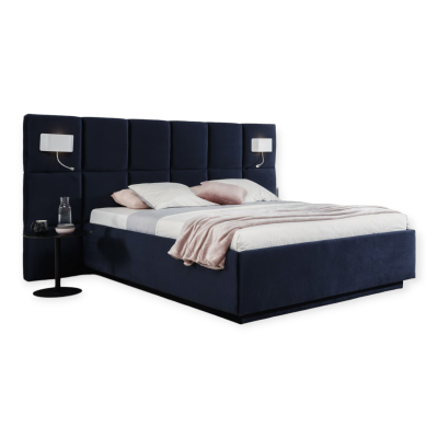 Łóżko tapicerowane AMBER w kwadraty