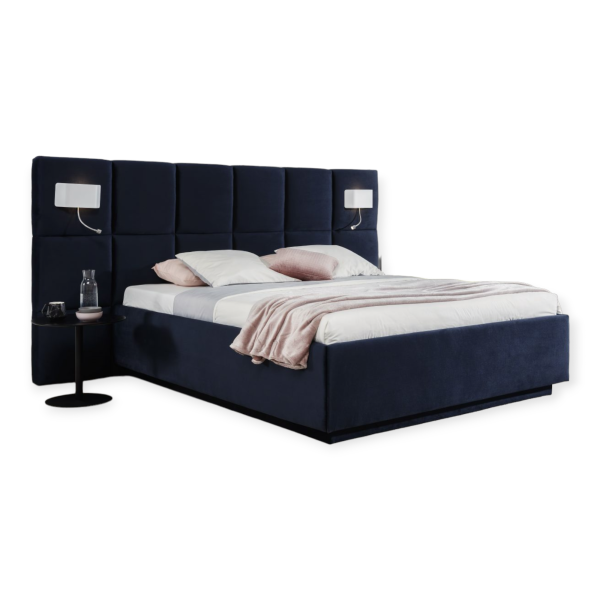 Łóżko tapicerowane AMBER w kwadraty