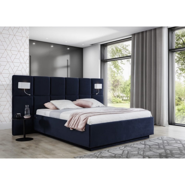 Łóżko tapicerowane AMBER w kwadraty