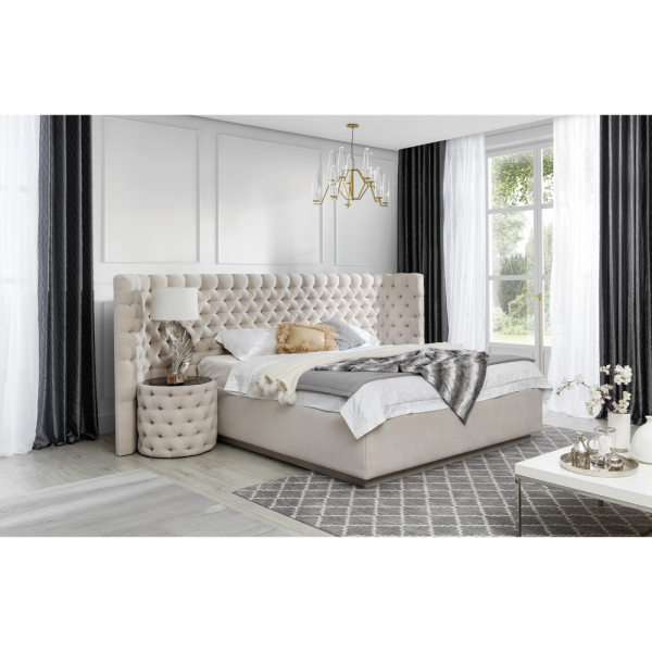 Łóżko tapicerowane AMELIA z pikowanym wezgłowiem