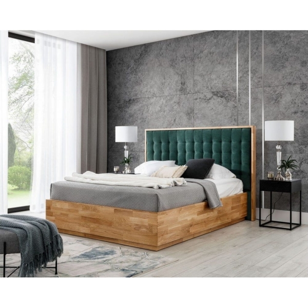 Łóżko drewniane Oscar z tapicerowanym zagłówkiem