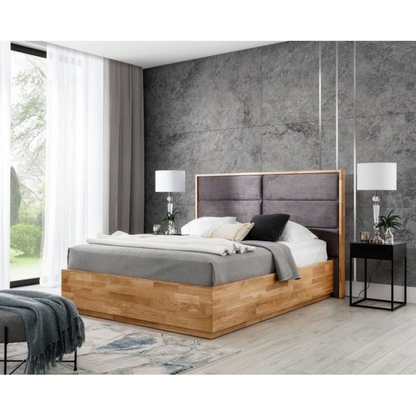 Łóżko drewniane Oscar z zagłówkiem w panele poziome