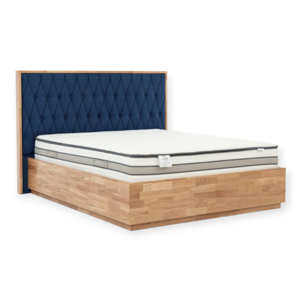 Łóżko drewniane Oscar z zagłówkiem w karo