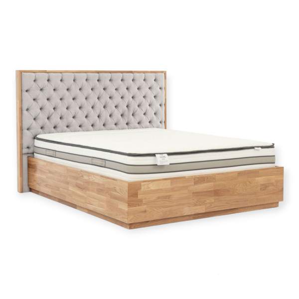 Łóżko drewniane Oscar z pikowanym zagłówkiem