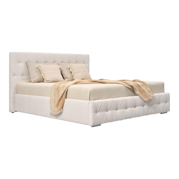 Łóżko tapicerowane ERICK w przeszycia karo / romby