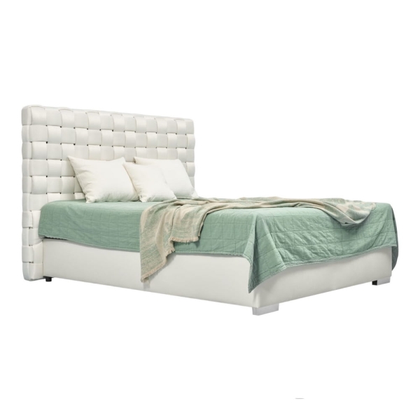 Łóżko tapicerowane LIAM z plecionym zagłówkiem