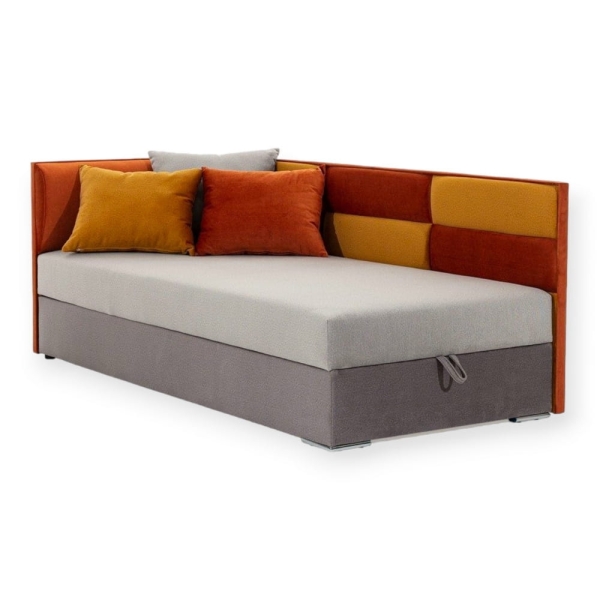 Łóżko tapicerowane AXEL - tapczan jednoosobowy z pojemnikiem