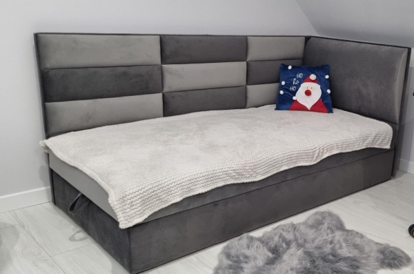 Łóżko tapicerowane AXEL - tapczan jednoosobowy z pojemnikiem1
