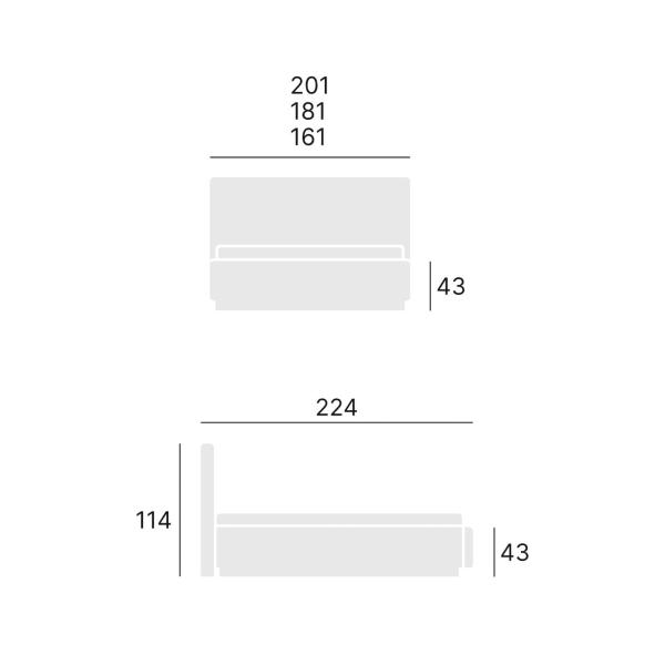 Łóżko PRATO - wymiary