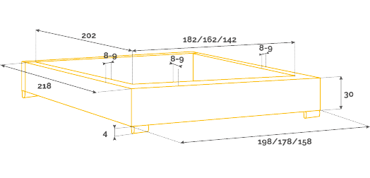 Łóżko POLIBOX wymiary
