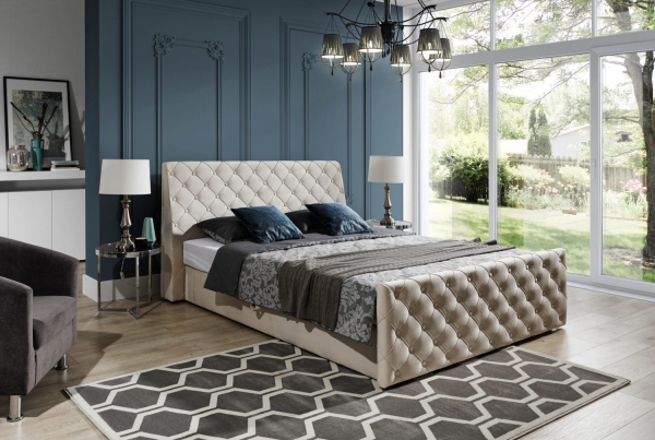 Łóżko kontynentalne VICKY z dwoma pojemnikami na pościel