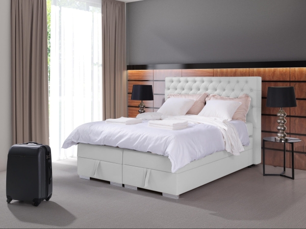 Łóżko kontynentalne, hotelowe KLARA z pojemnikiem na pościel i materacem