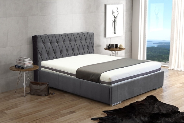 Łóżko tapicerowane ERICK w przeszycia karo / romby