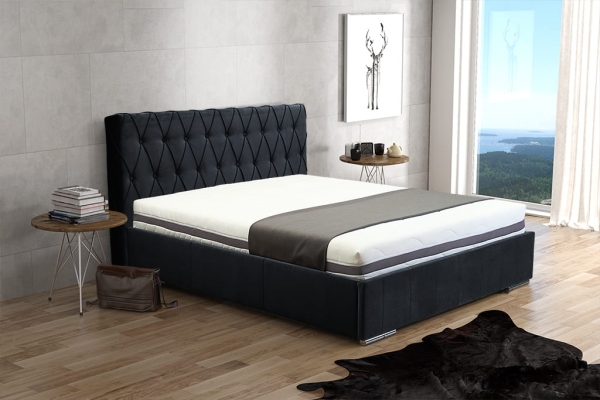 Łóżko tapicerowane ERICK w przeszycia karo / romby