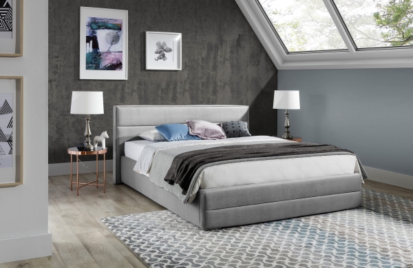 Łóżko tapicerowane THOMAS w poziome pasy