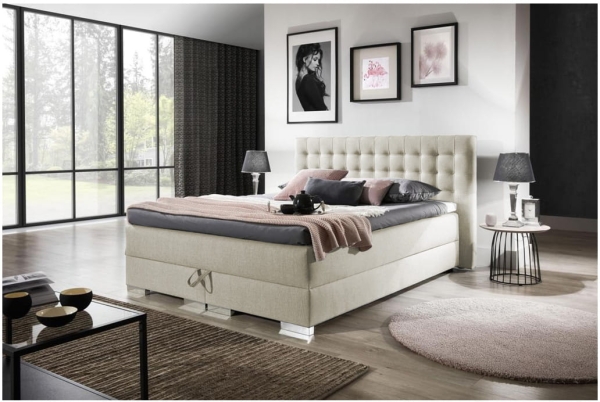 Łóżko kontynentalne ROY z materacem i pojemnikiem na pościel