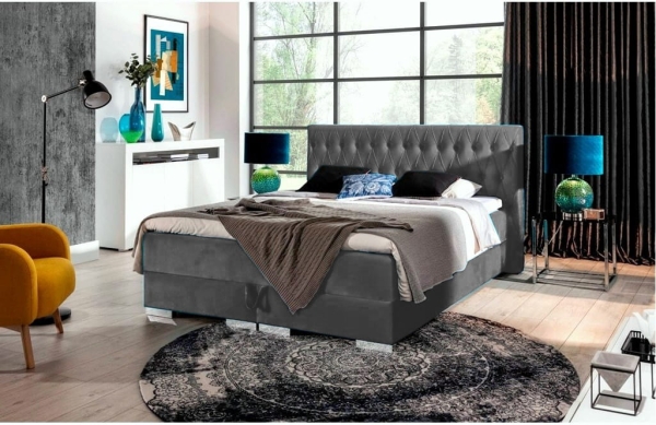 Łóżko kontynentalne JUSTIN z materacem i pojemnikiem na pościel