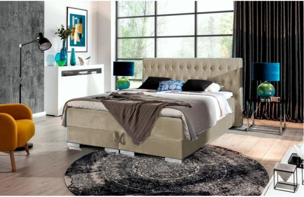 Łóżko kontynentalne JUSTIN z materacem i pojemnikiem na pościel