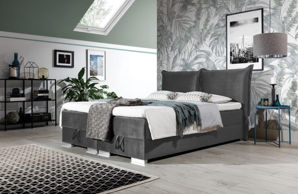 Łóżko kontynentalne OLIVIA zagłówek pillow z materacem