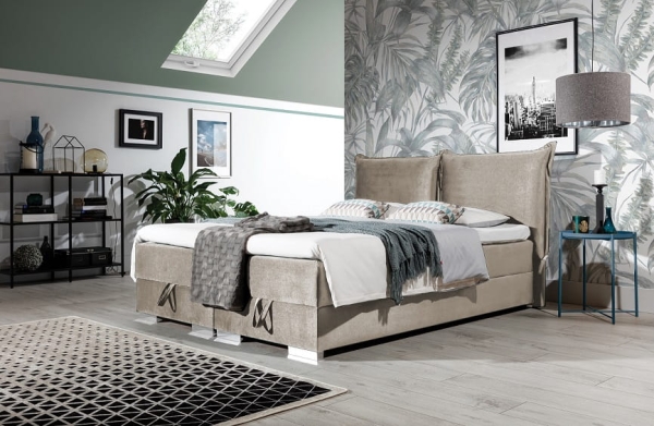 Łóżko kontynentalne OLIVIA zagłówek pillow z materacem