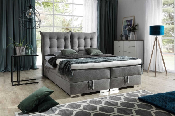 Łóżko kontynentalne GLORIA z regulowanym zagłówkiem