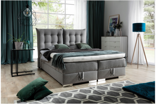 Łóżko kontynentalne GLORIA z regulowanym zagłówkiem