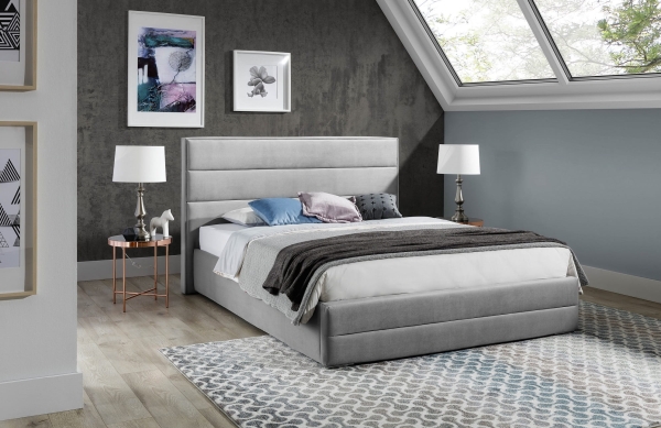 Łóżko tapicerowane THOMAS w poziome pasy