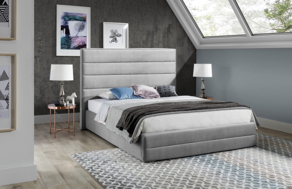 Łóżko tapicerowane THOMAS w poziome pasy