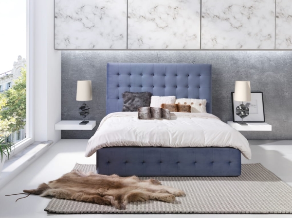 Łóżko tapicerowane MIKE z pikowanym zagłówkiem