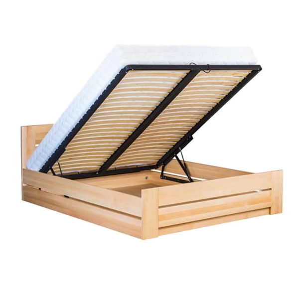 Łóżko bukowe LK198 z pojemnikiem na pościel