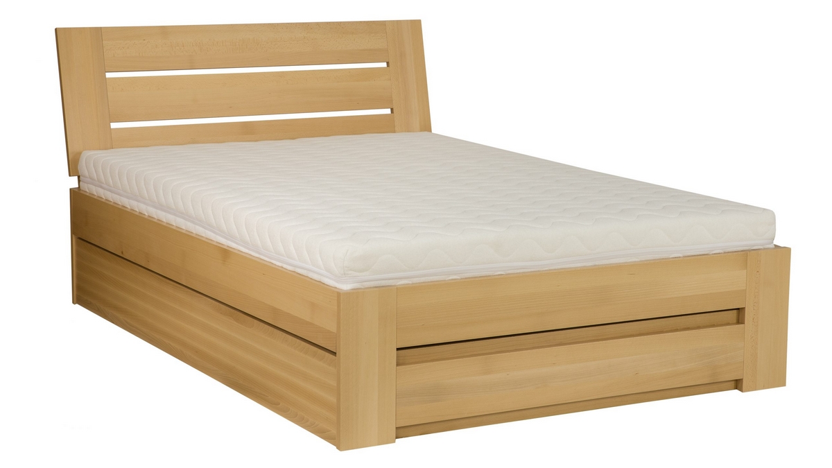 Łóżko bukowe LK192 BOX z pojemnikiem na pościel