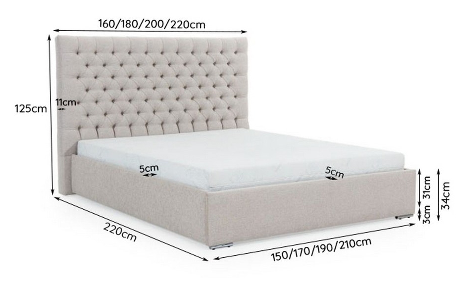 Łóżko Sylvia wymiary